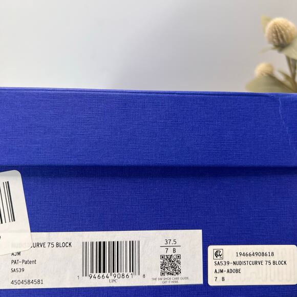 Stuart Weitzman Nudistcurve 75 Patent Leather Block Heel Sandal Adobe Women's 7B - Picture 11 of 11